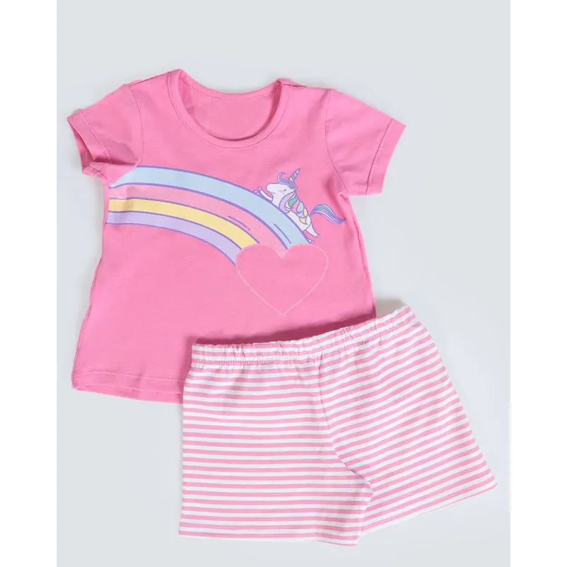 Conjunto Bebê Estampa Unicórnio Rosa 1