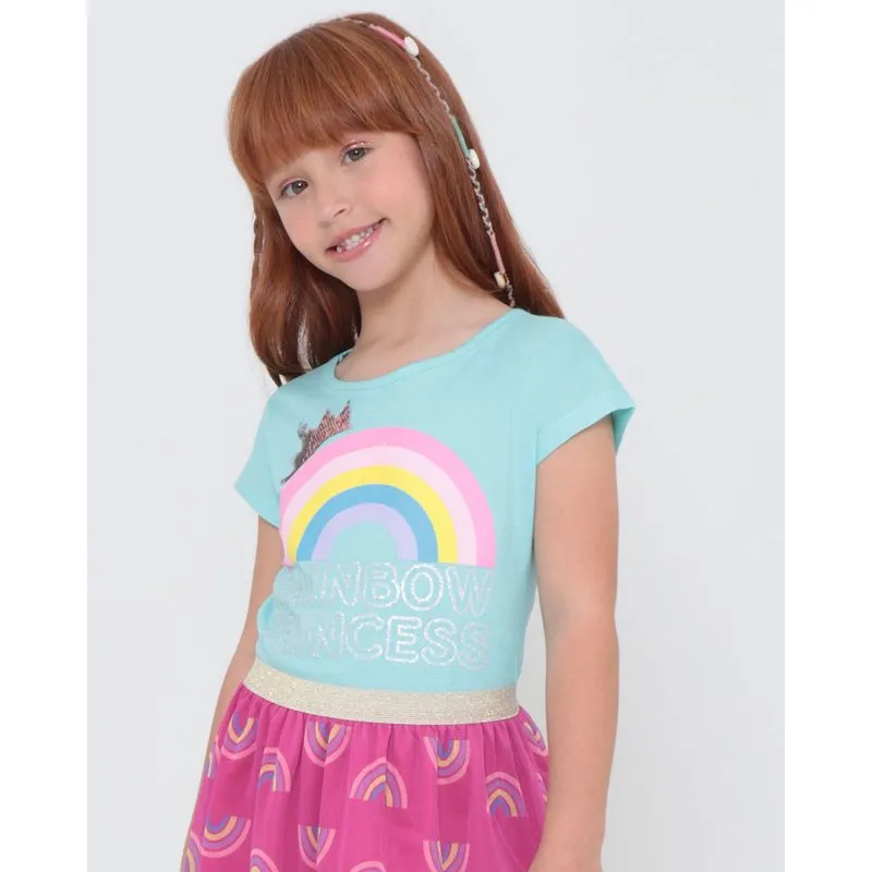 Blusa Infantil Estampa Arco-Íris Verde 6