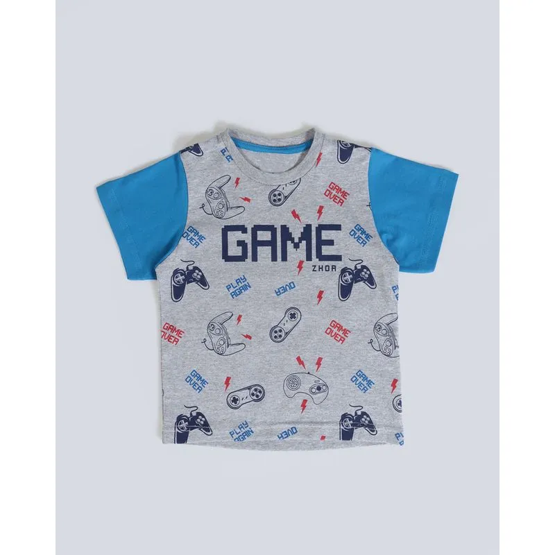 Camiseta Bebê Estampa Game Cinza 3