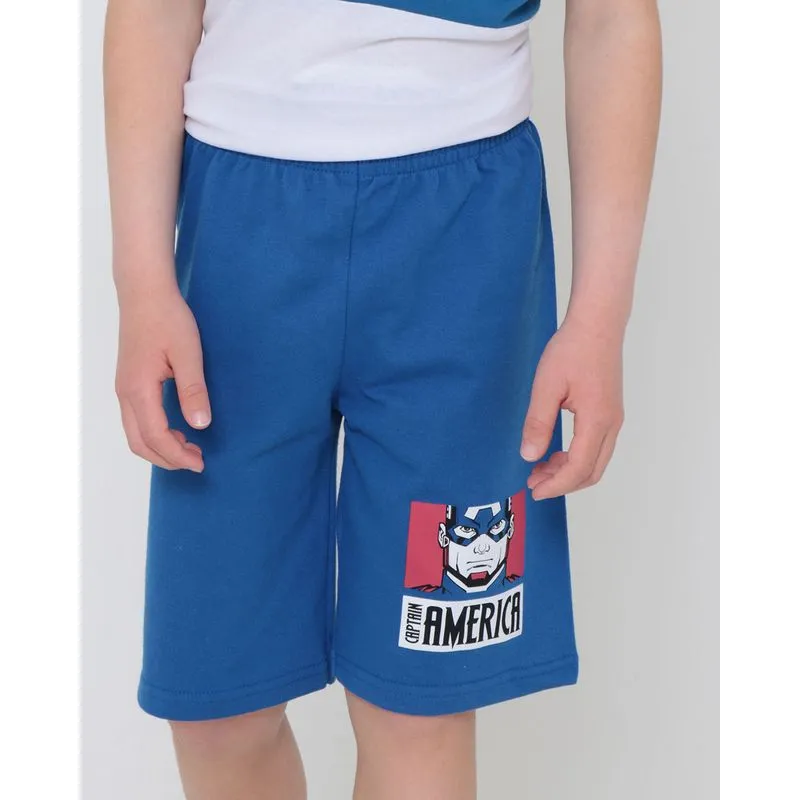 Bermuda Infantil Moletinho Capitão América Marvel Azul 12
