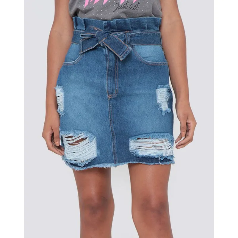 Saia Jeans Curta Clochard Azul 42