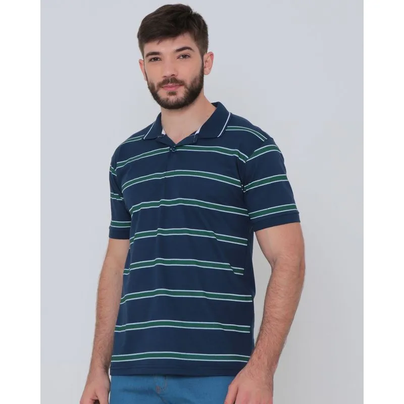 Polo Masculina Listrada Azul Marinho M