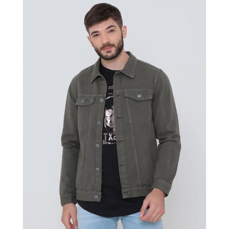 Jaqueta Sarja Masculina Básica Lisa Verde Militar G