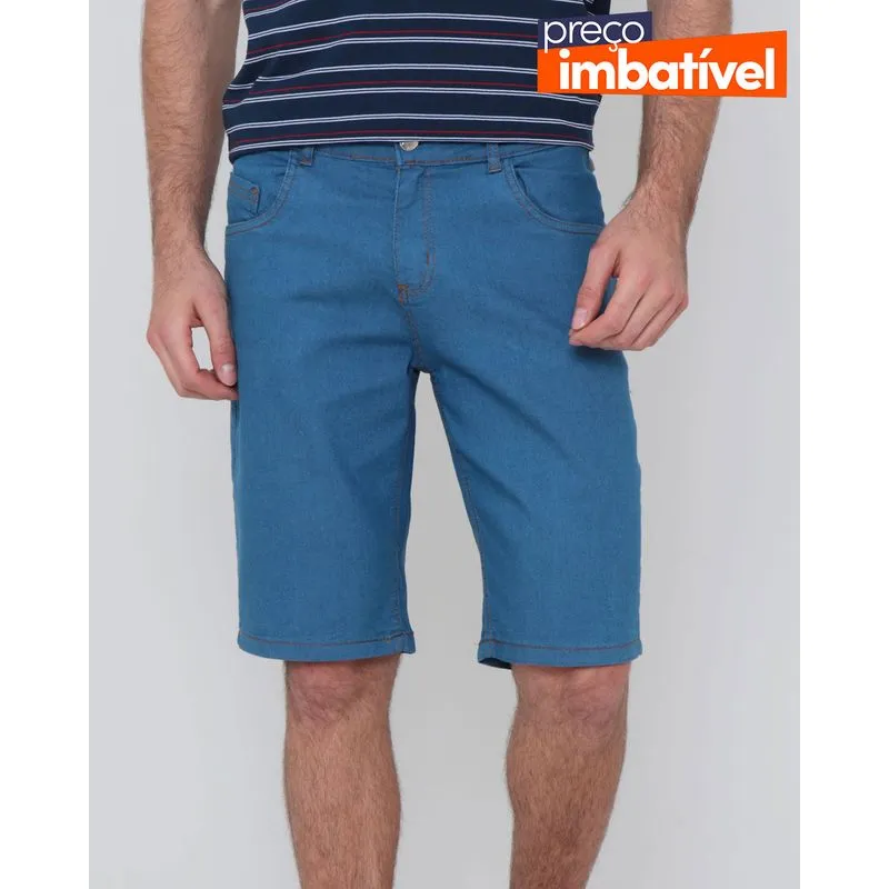 Bermuda Jeans Masculina Básica Azul 38