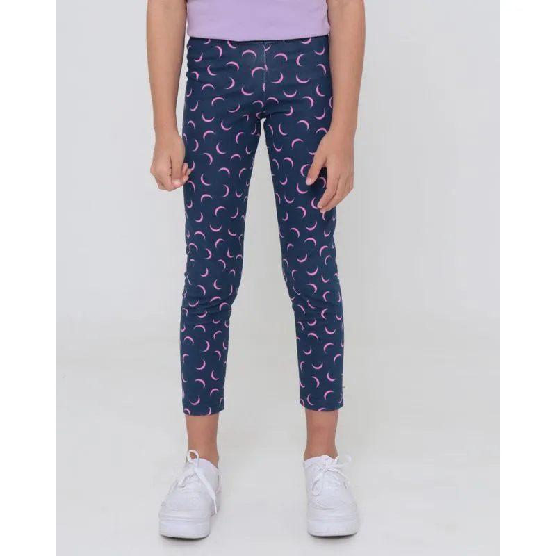 Calça Legging Infantil Estampa Lua Azul Escuro 4