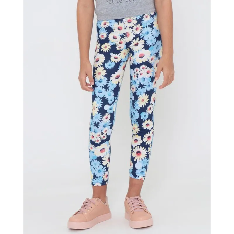 Calça Legging Infantil Estampa Floral Azul 8