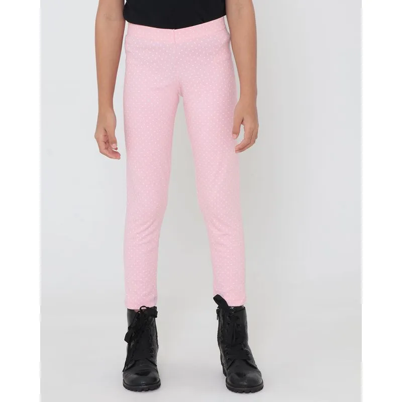 Calça Legging Infantil Estampa Poá Rosa Claro 4