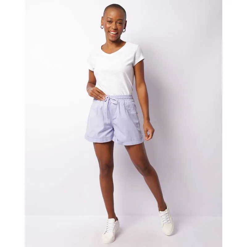 Short Sarja Feminino Algodão com Bolsos Lilás 44