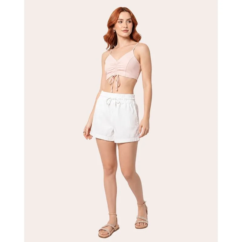Short Sarja Feminino Com Cordão Básico Branco 46