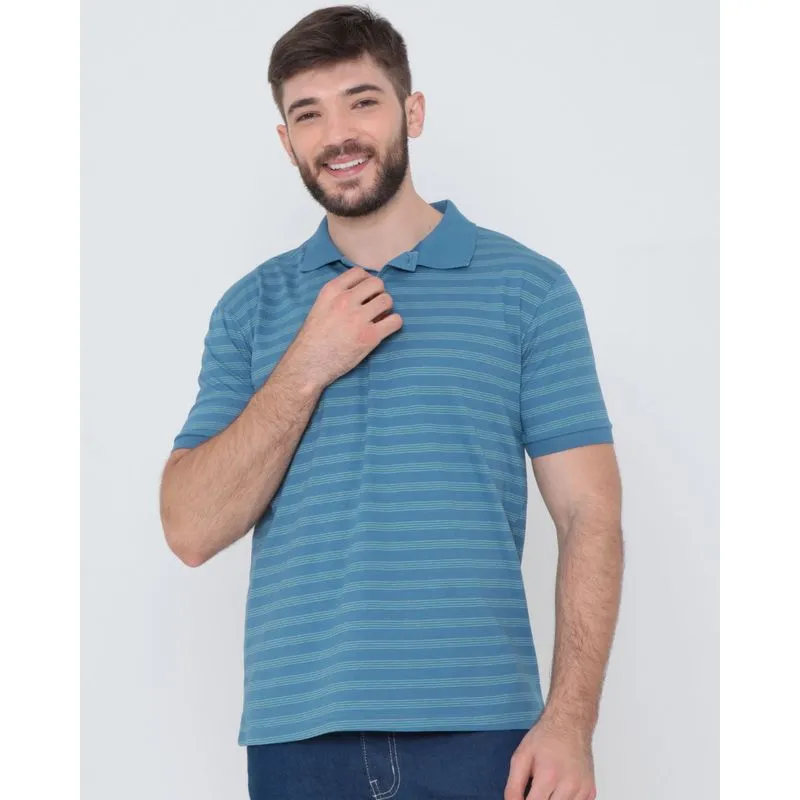 Polo Masculina Manga Curta Listrada Azul M