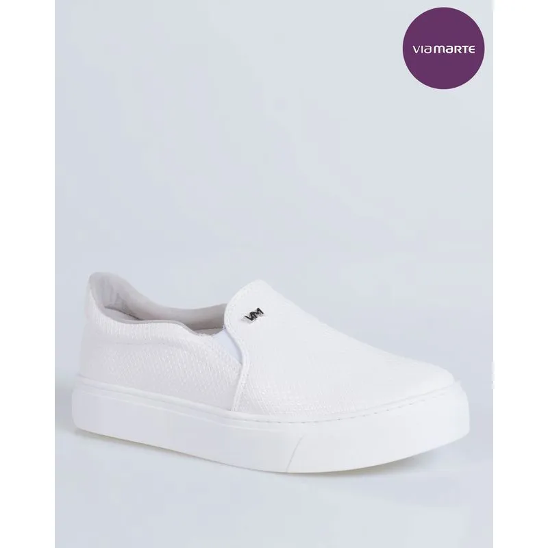 Tênis Feminino Slip On Via Marte Textura Branco 36