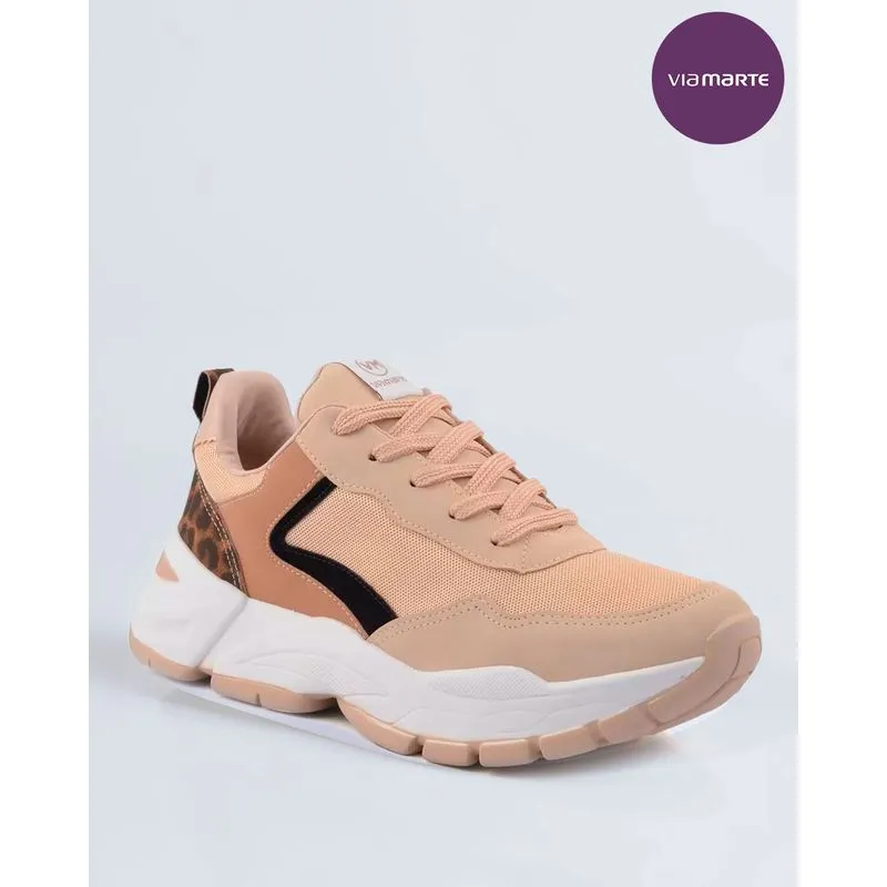 Tênis Casual Feminino Chuncky Recortes Via Marte Bege 35
