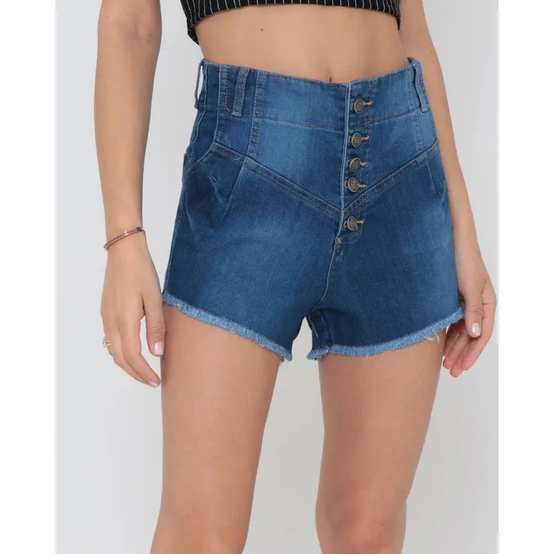 Short Jeans Feminino Hot Pants Azul 42