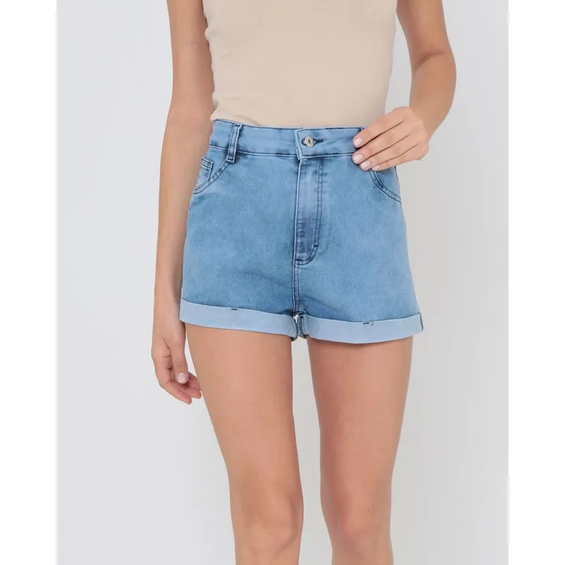 Short Jeans Feminino Azul Claro 38