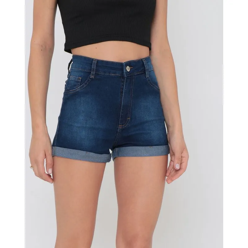 Short Jeans Feminino Azul Escuro 42