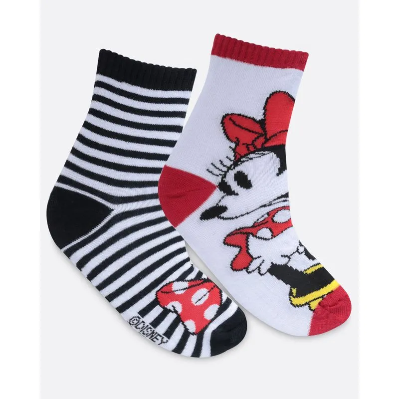 Kit 2 Pares de Meia Infantil Minnie Disney Vermelho e Preto 22 A 25