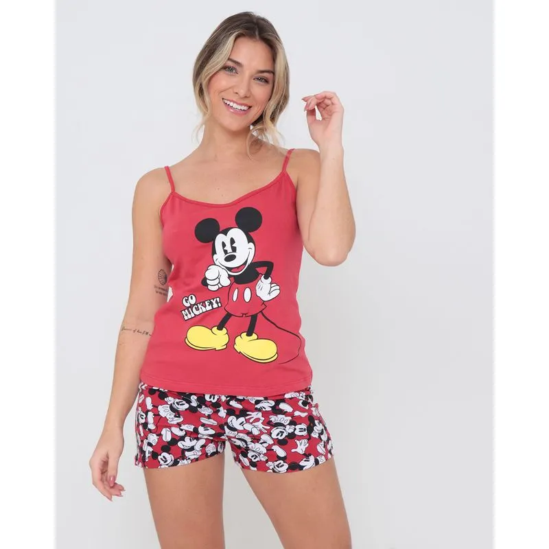 Pijama Feminino Curto Mickey Mouse Disney Vermelho G