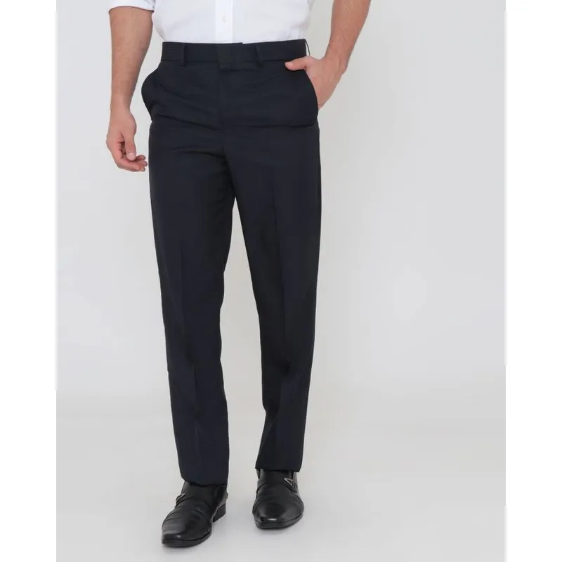 Calça Social Masculina Básica Risca de Giz Azul Marinho 40