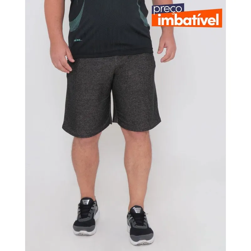 Bermuda Moletinho Masculina Esportiva Plus Size Preta G2