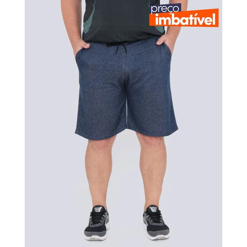 Bermuda Moletinho Masculina Esportiva Plus Size Azul Marinho G1