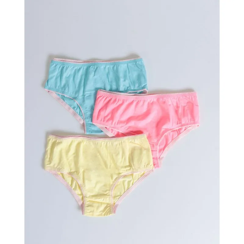 Kit 3 Calcinhas Infantil 101 Lisas Rosa Amarelo Azul 10