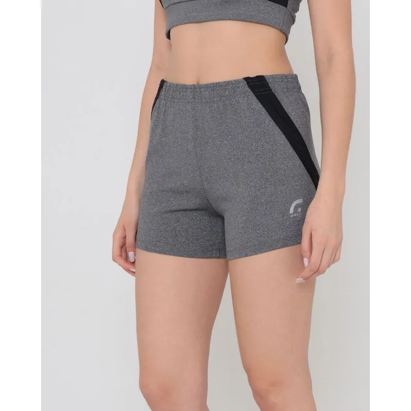 Short Fitness Feminino Recorte Transversal Mescla Cinza P