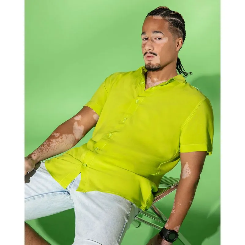 Camisa Masculina Manga Curta Básica Neon Verde 3