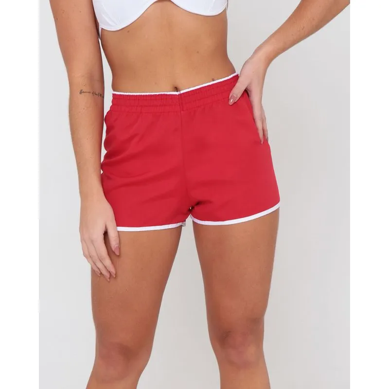 Short Feminino Praia Elástico Básico Vermelho G