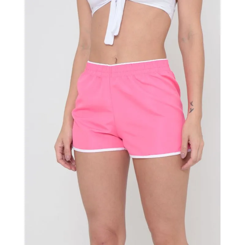 Short Feminino Praia Elástico Básico Rosa Claro G