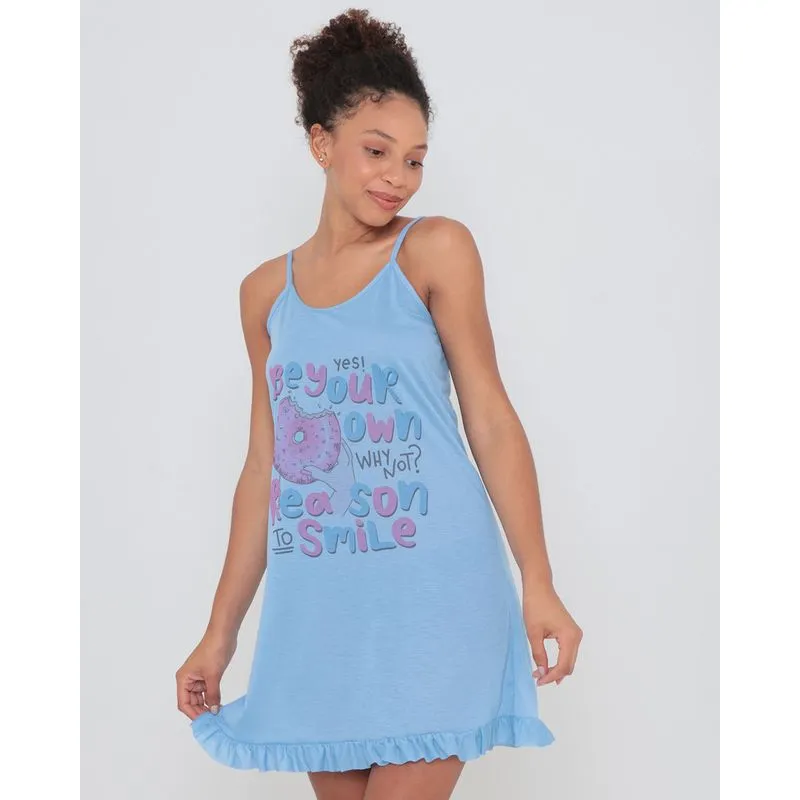 Camisola Alcinha Estampada Azul G