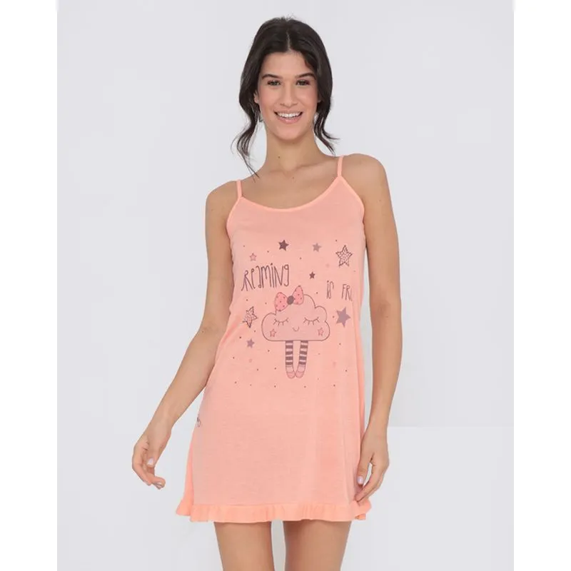 Camisola Alcinha Estampada Laranja Claro P