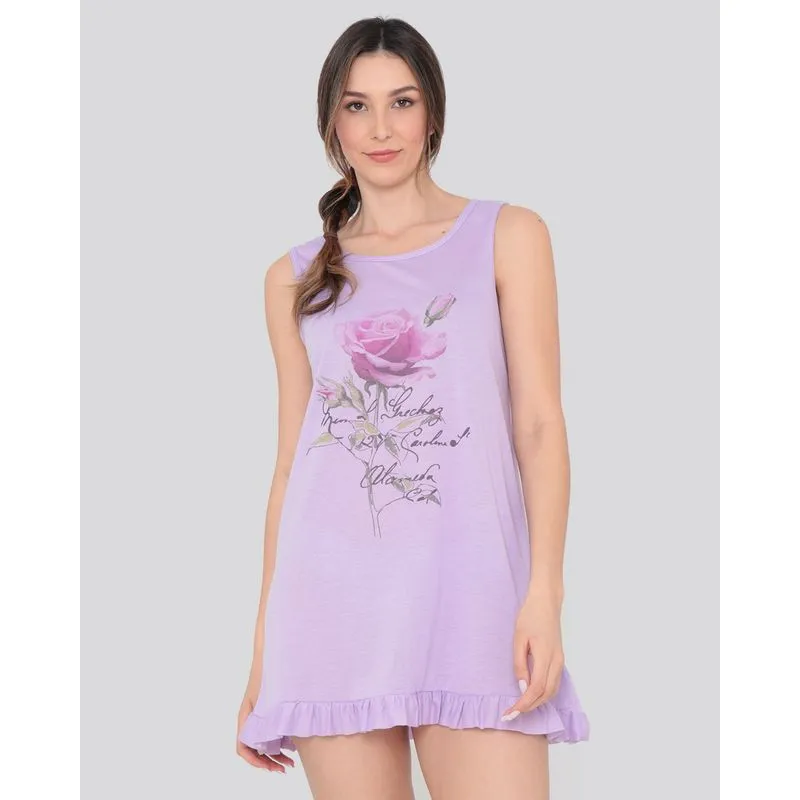Camisola Sem Manga Detalhe Babados Lilás M