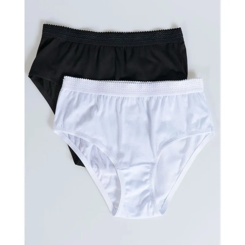 Kit 2 Peças Calcinha Alta Lisa Branca Preta P
