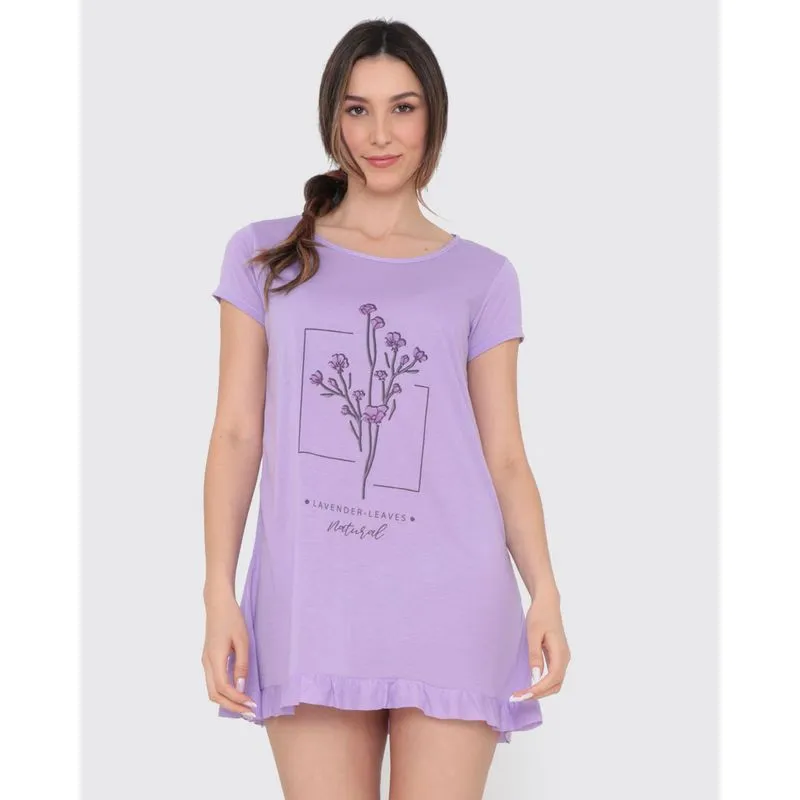 Camisola Manga Curta Detalhe Babados Lilás GG