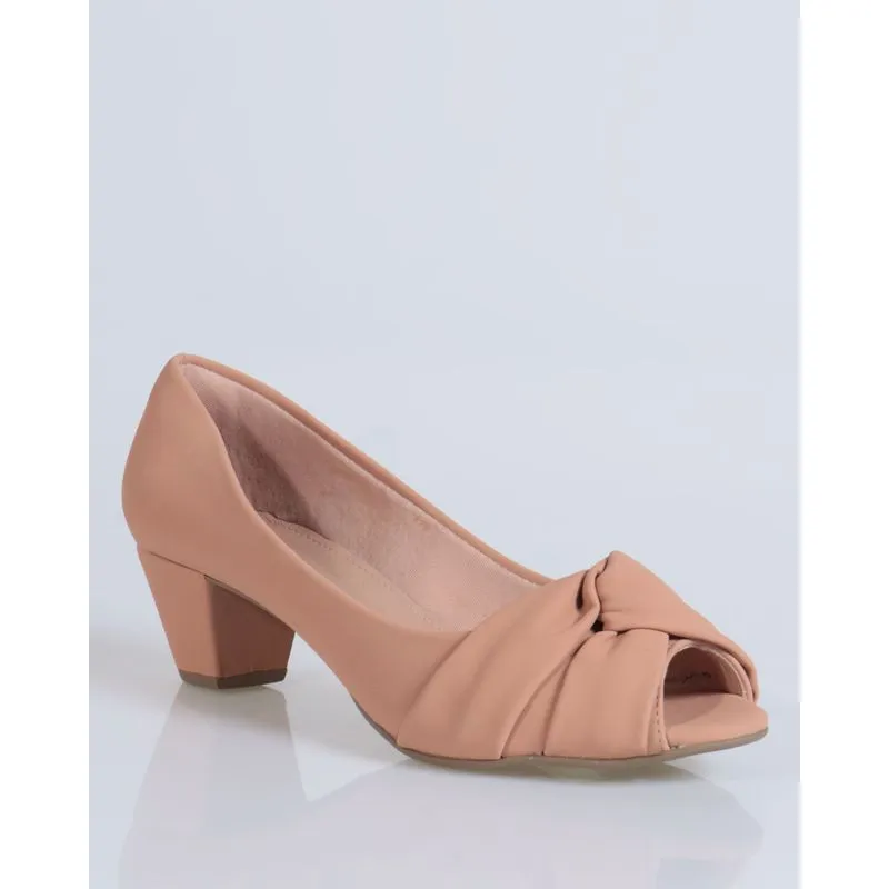 Sapato Peep Toe Nobuck Bege 36