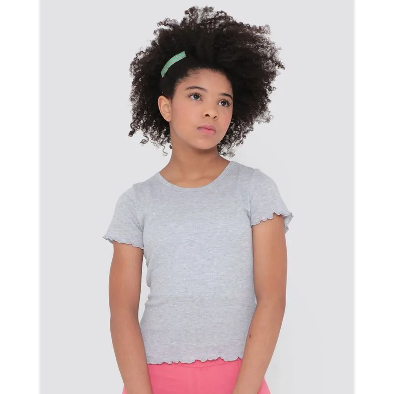 Blusa Juvenil Malha Canelada Cinza Claro 12