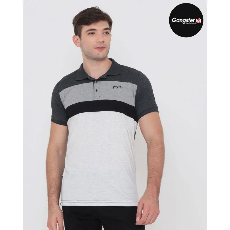Polo Masculina Gangster Recortes Mescla Cinza P