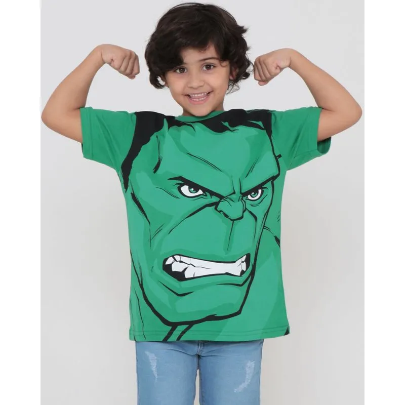 Camiseta Infantil Manga Curta Hulk Marvel Verde 4