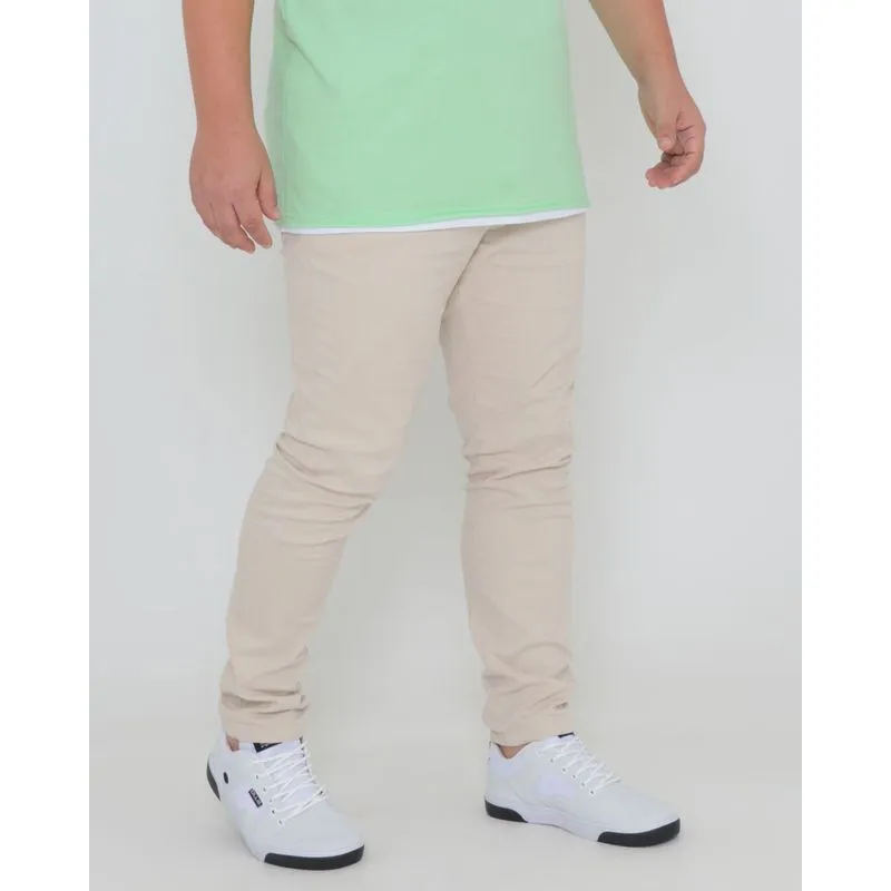 Calça Sarja Plus Size Slim Bege Claro 52