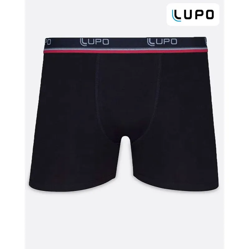Cueca Plus Size Masculina Boxer Lupo Algodão Preta G3