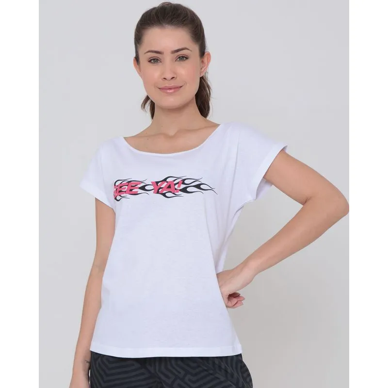 Blusa Fitness Decote Canoa Manga Curta Branca M