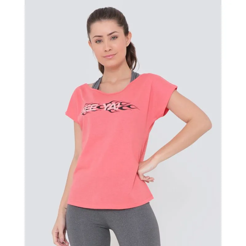 Blusa Fitness Decote Canoa Manga Curta Laranja P