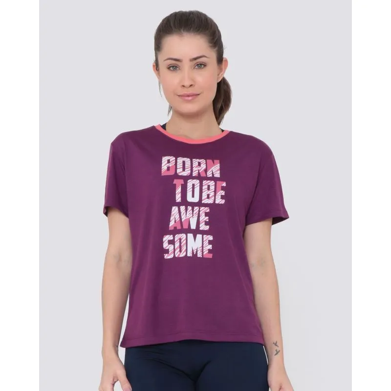 Camiseta Fitness Estampa Manga Curta Roxa M