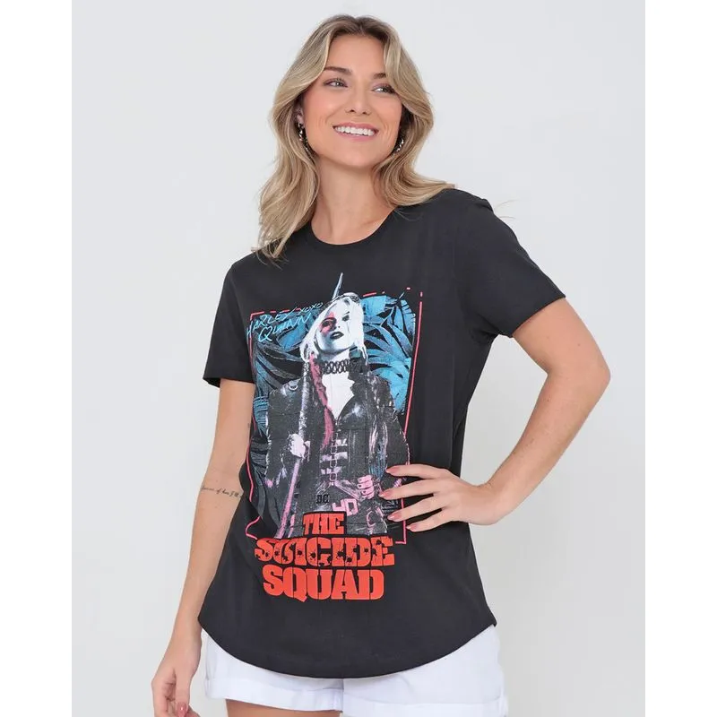 Camiseta Suicide Squad Arlequina Dc Comics Preta GG