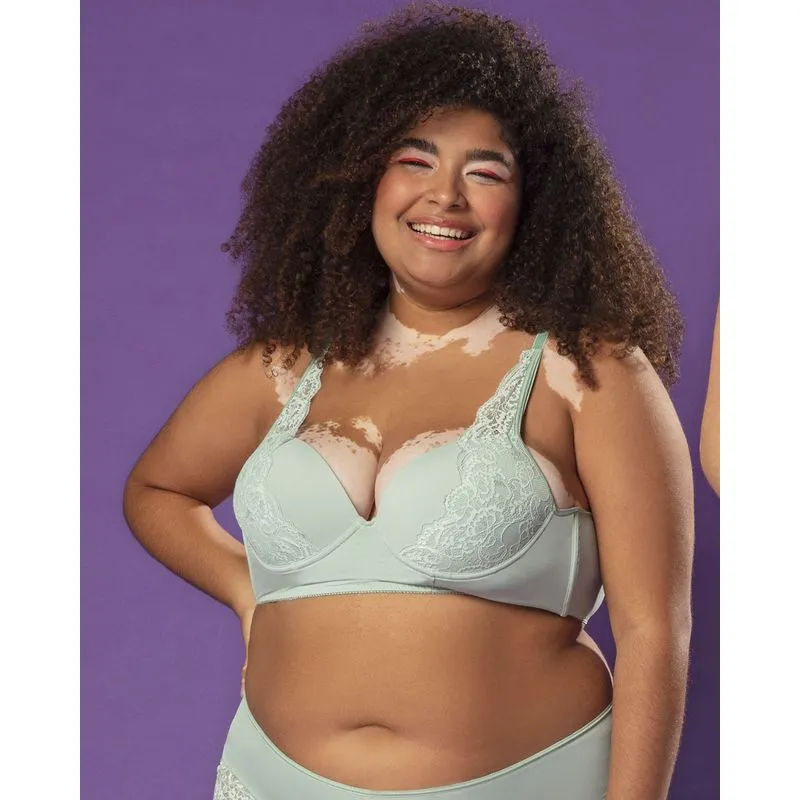 Sutiã Feminino Plus Size Base Com Bojo Verde 46
