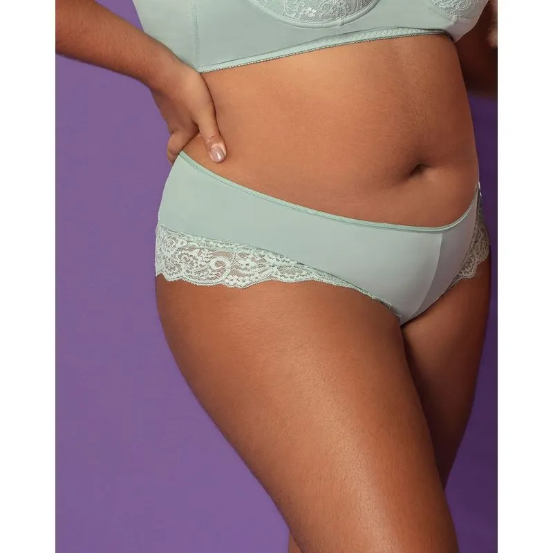 Calcinha Plus Size Feminina Avulsa Caleçon Renda Verde Claro GG