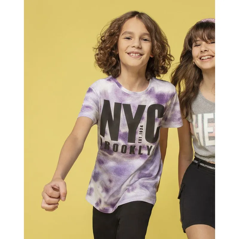 Camiseta Juvenil Street Estampa NYC Roxo 10