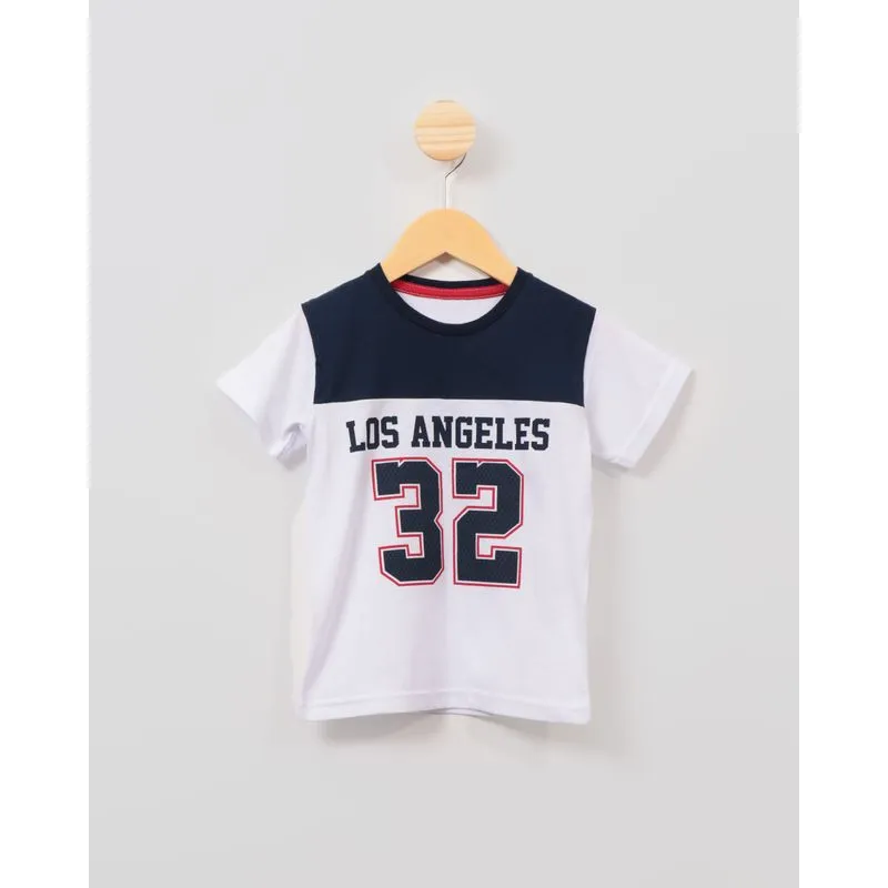 Camiseta Bebê Manga Curta Estampa Los Angeles Branca 3