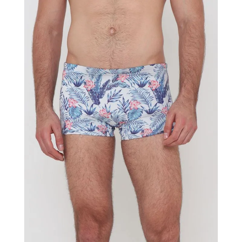 Sunga Boxer Estampa Floral Branca M