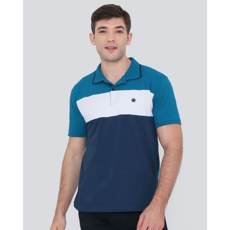 Polo Masculina Recortes Azul GG